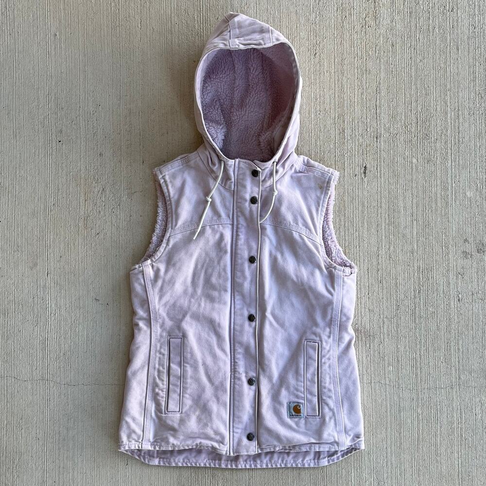 Carhartt WOMENS light pink hooded work wear vest
